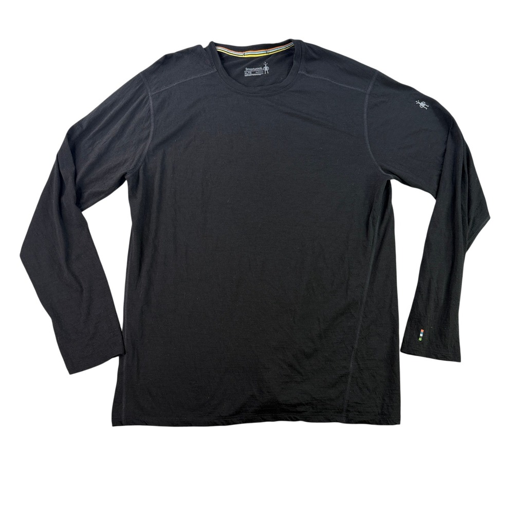Smartwool Base Layer Mens XL Black Merino Wool Long Sleeve Crew Neck Shirt
